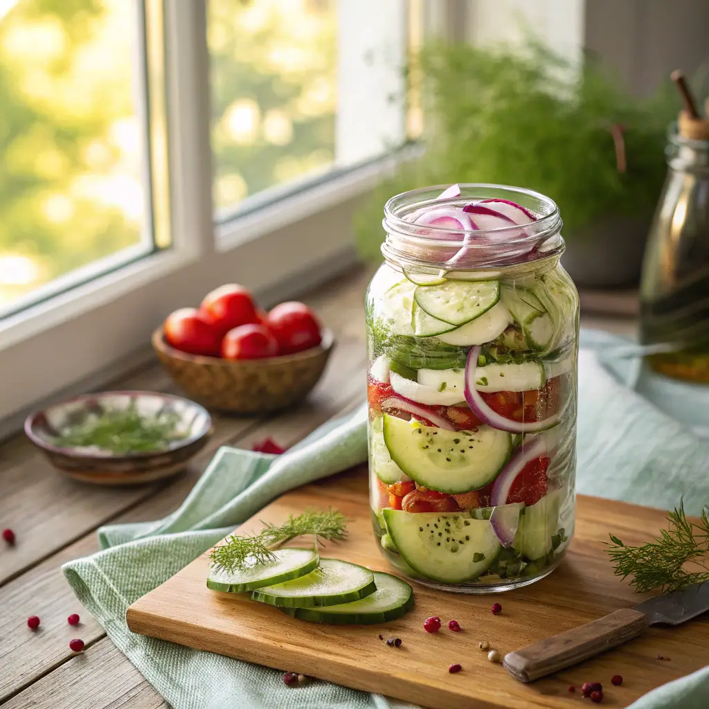 Cucumber Salad Mason Jar Recipe: Fresh, Easy 8 cucumber salad mason jar