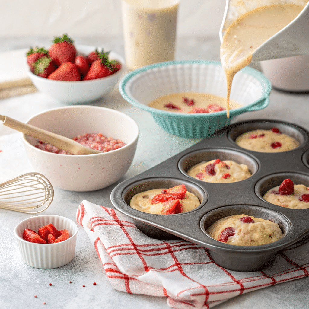 Mini Strawberry Bundt Cakes – Easy, Moist 10 strawberry bundt cake batter pour