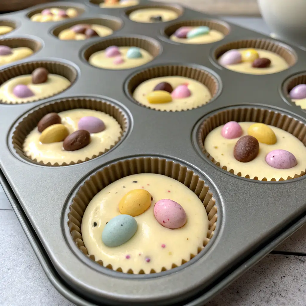 Mini Egg Cheesecake – Creamy, Easy Spring Dessert 5 mini cheesecake step3