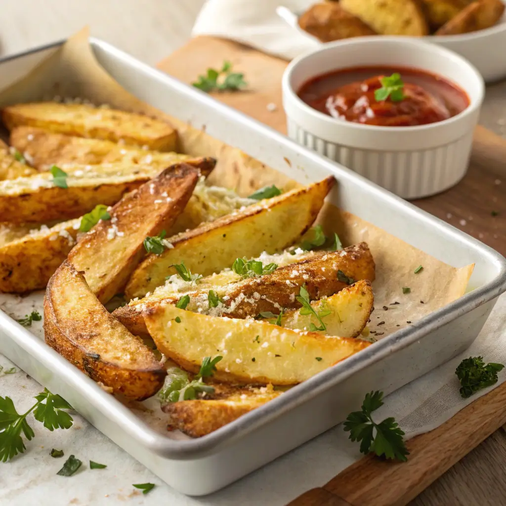 3-Ingredient Crispy Parmesan Potato Wedges – Easy & Flavorful Snack 1 3-Ingredient Crispy Parmesan Potato Wedges