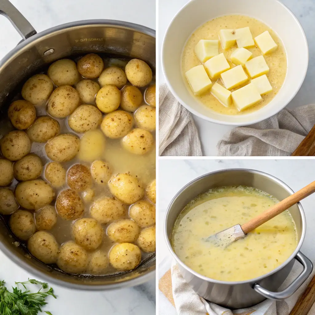 4-Ingredient Potato Soup Recipe – Quick & Easy Comfort Food 3 4 ingredient potato soup preparation
