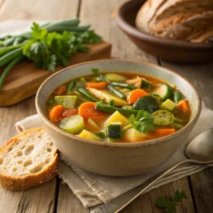 Hearty and Healthy Vegetable Soup – A Comforting & Nutritious Recipe 3 hearty and healthy vegetable soup in a rustic bowl