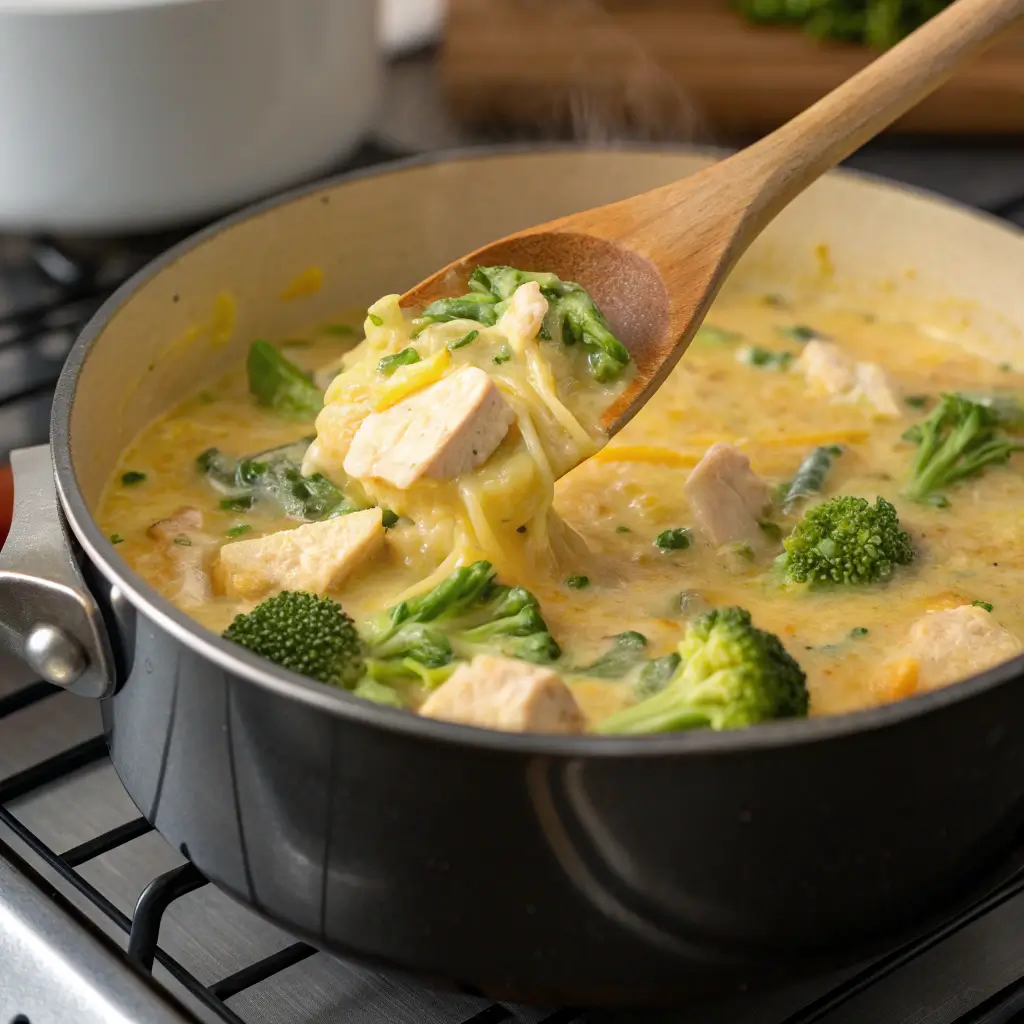 Chicken Broccoli Cheddar Soup: The Coziest Comfort Bowl for Fall 3 cooking chicken broccoli cheddar soup