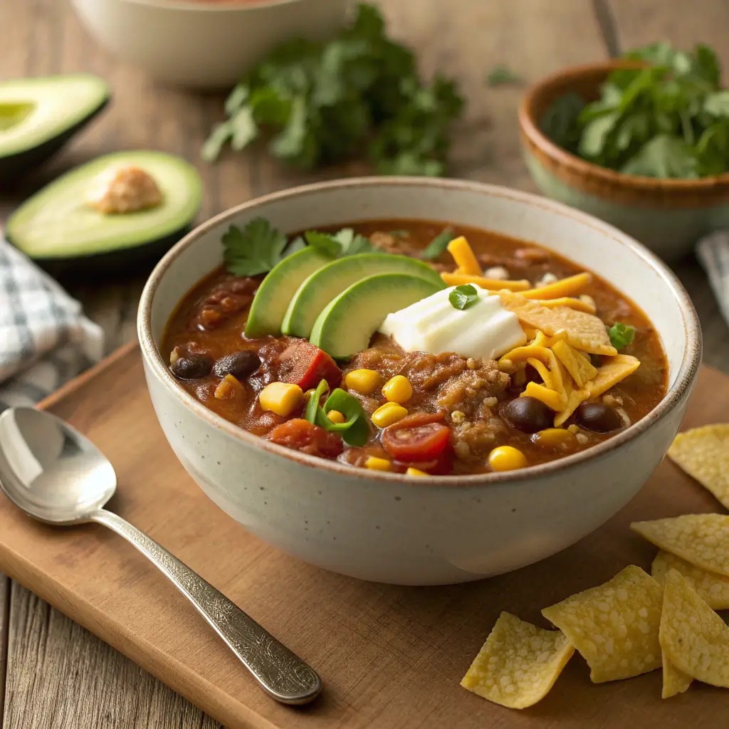 Easiest Taco Soup Recipe with Ground Beef – Quick & Delicious 1 Easiest Taco Soup Recipe with Ground Beef