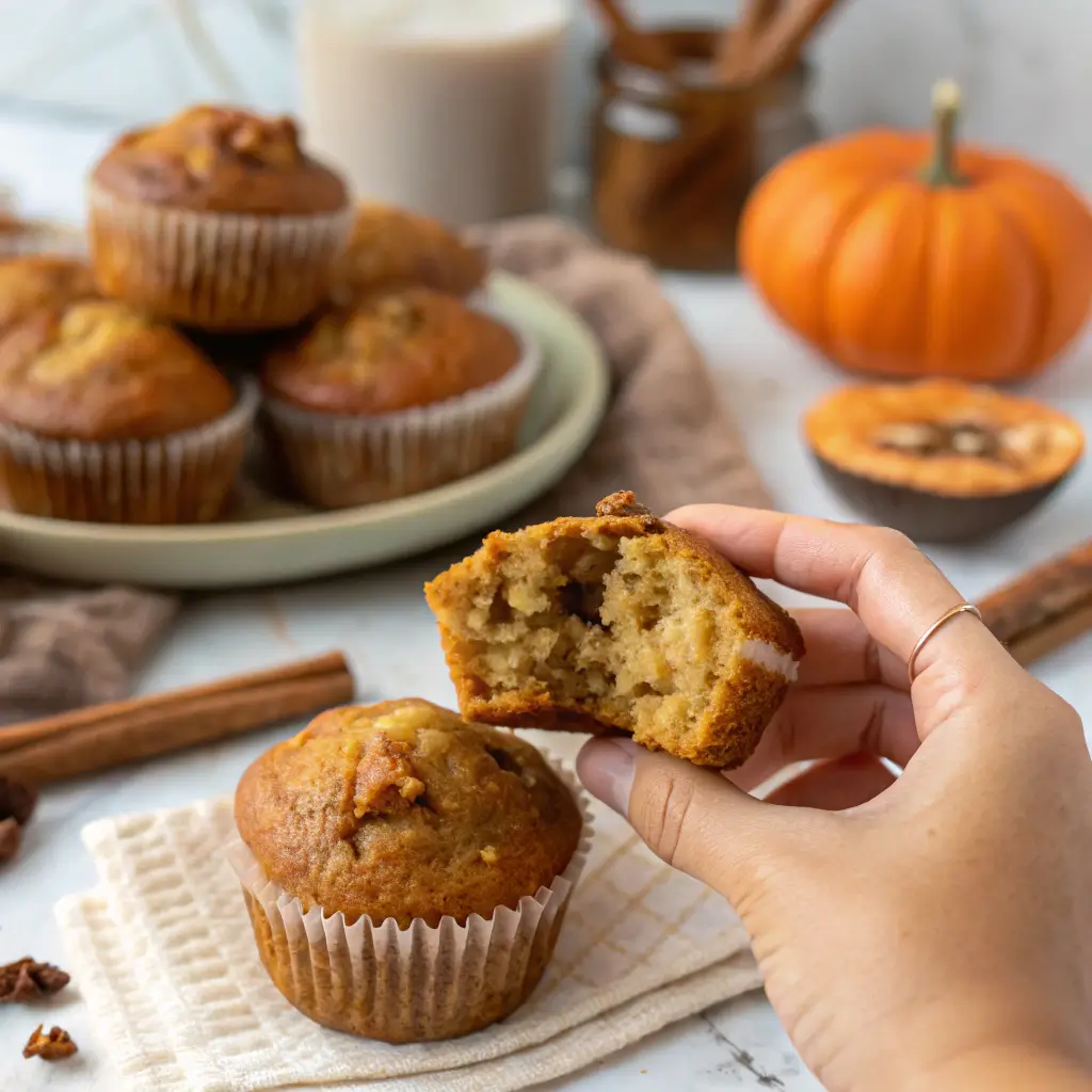 pumpkin protein muffins easy healthy delicious recipe 4 inside view pumpkin muffin