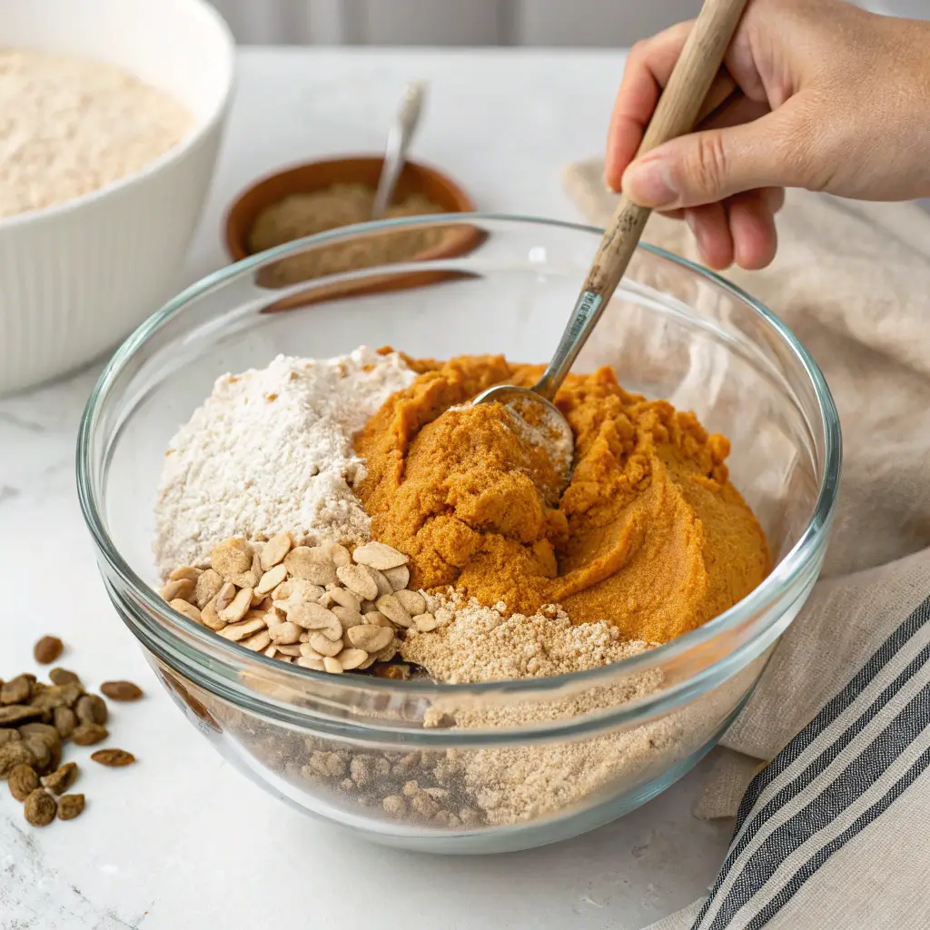 Pumpkin Protein Balls Recipe: Easy, Healthy Snack You’ll Want on Repeat 3 mixing pumpkin protein ball dough