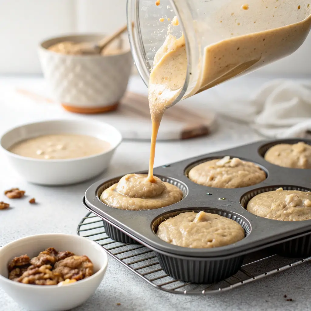 pumpkin protein muffins easy healthy delicious recipe 3 muffin batter in tin
