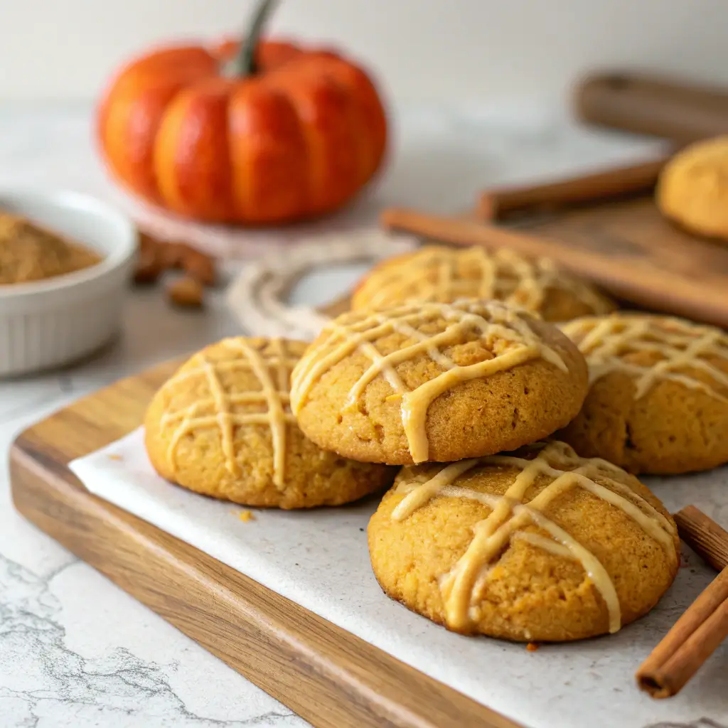 Soft Honey Pumpkin Cookies – The Best Cozy Fall Dessert 3 soft honey pumpkin cookies serving