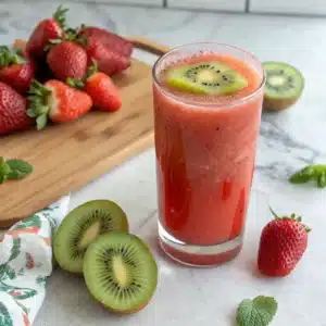 Strawberry Kiwi Juice: The Refreshing Duo You Need Daily 5 Glass of strawberry kiwi juice with fresh fruit slices